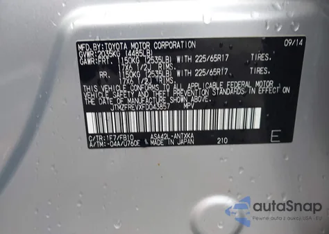 2015 Toyota Rav4 Le z USA, uszkodzony, nr VIN JTMZFREVXFD043857